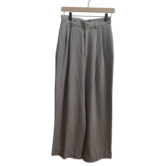 Banana Republic 100% Silk Cuffed Trouser Pants Women’s Sz 6 NEW Wide Leg Khaki - Picture 1 of 8